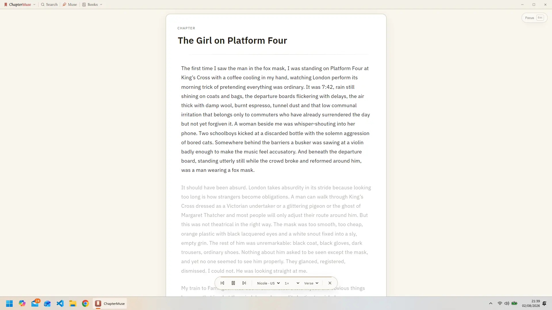 Read aloud, following the page